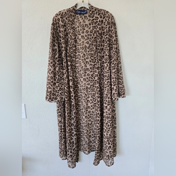 Susan Graver Kimono Long Cardigan Plus Womens Lightweight Animal Print One Size - Picture 2 of 12